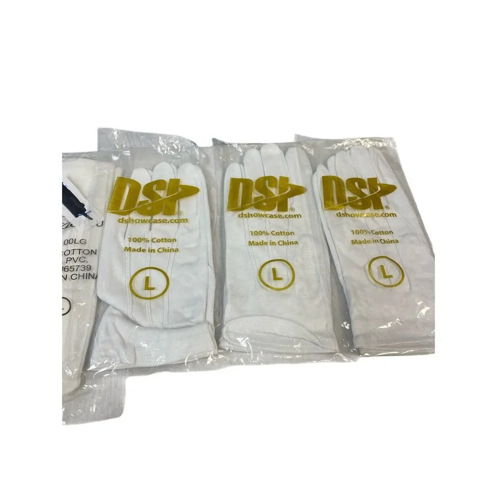 New In Package Lot of 9 DSI Style Plus Large White Cotton Marching Band Gloves